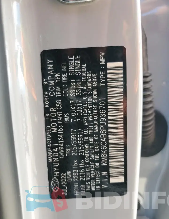 KM8K6CAB8PU936701 Photo# 13