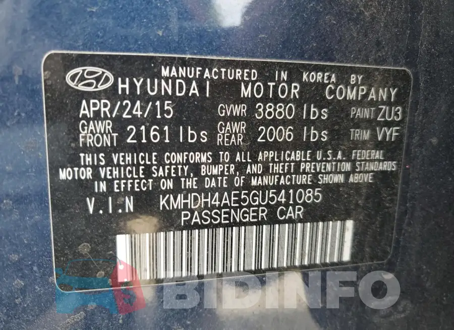 KMHDH4AE5GU541085 Photo# 12