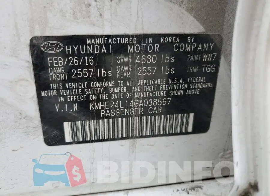 KMHE24L14GA038567 Photo# 12