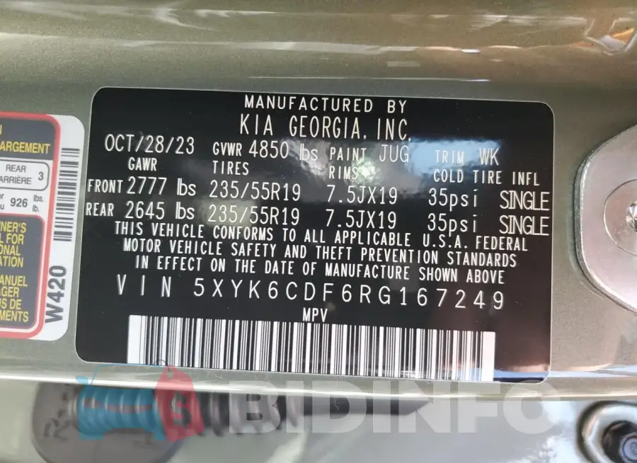 5XYK6CDF6RG167249 Photo# 14