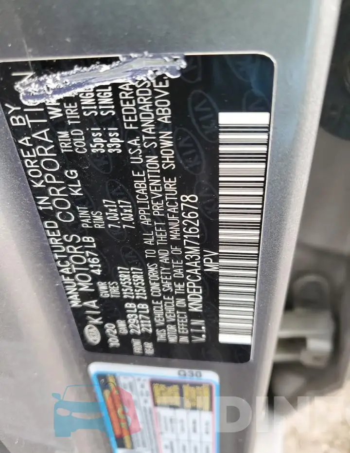 KNDEPCAA3M7162678 Photo# 14