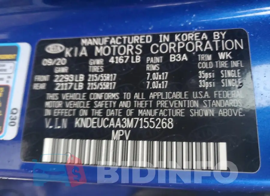KNDEUCAA3M7155268 Photo# 12