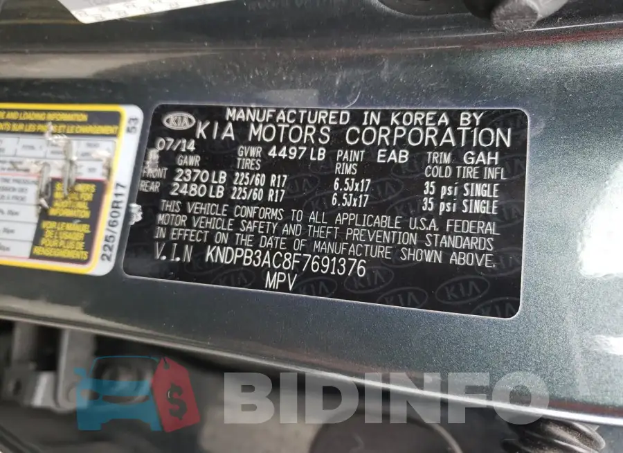 KNDPB3AC8F7691376 Photo# 13