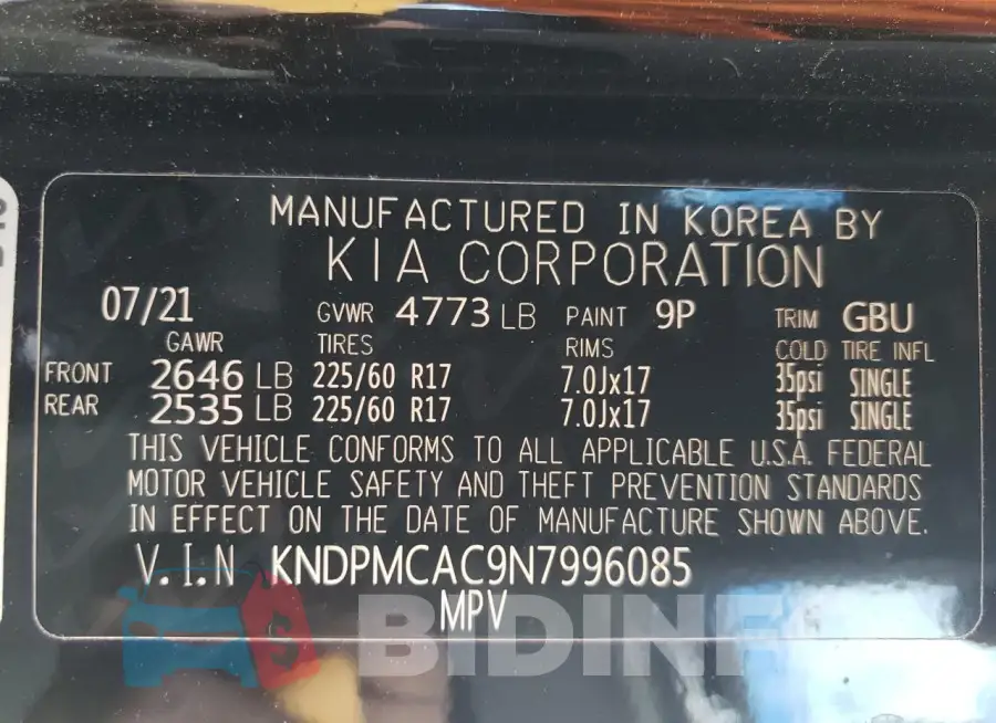 KNDPMCAC9N7996085 Photo# 13