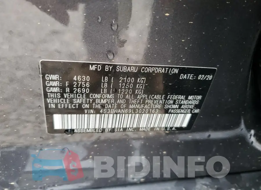 4S3BWAN69L3020163 Photo# 12