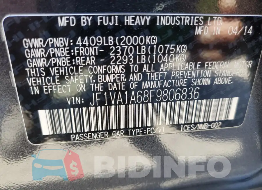 JF1VA1A68F9806836 Photo# 12