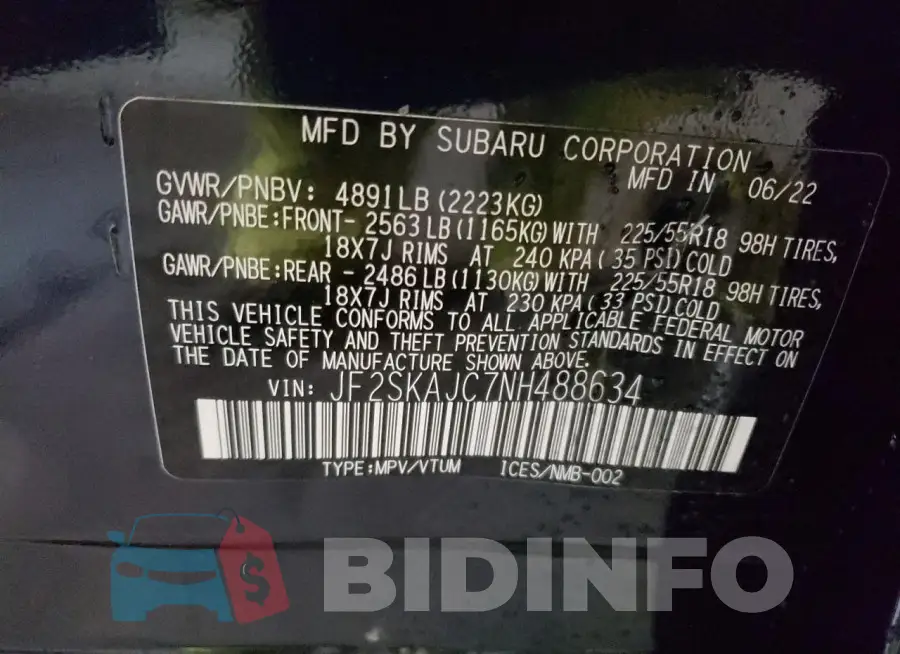 JF2SKAJC7NH488634 Photo# 13