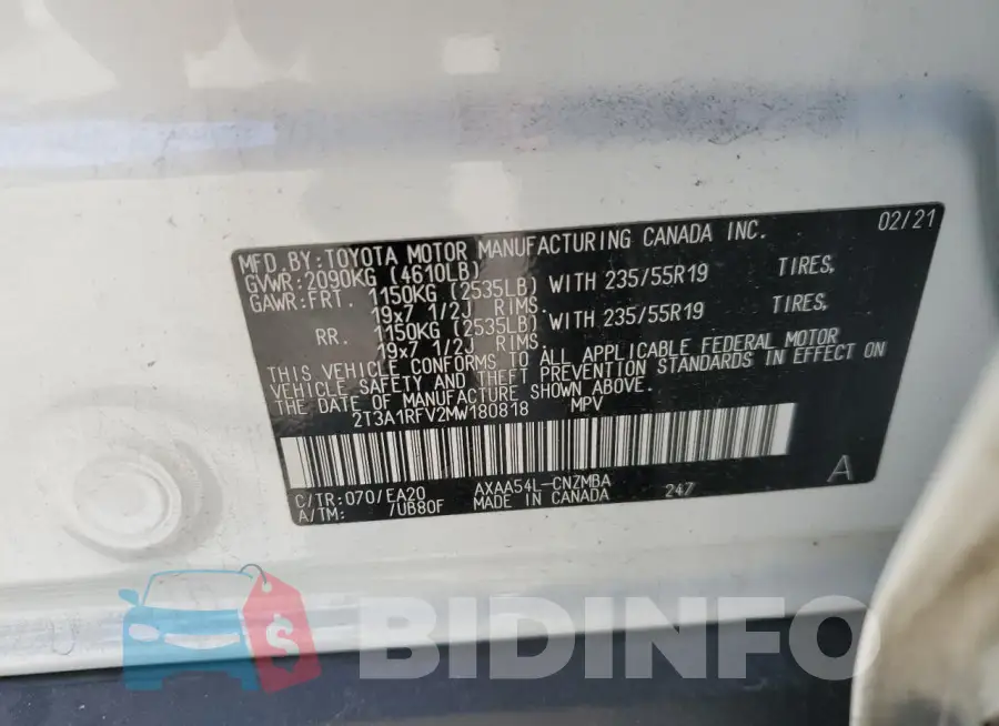 2T3A1RFV2MW180818 Photo# 14