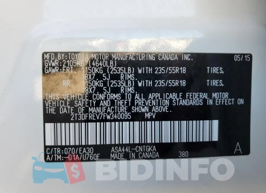 2T3DFREV7FW340095 Photo# 13