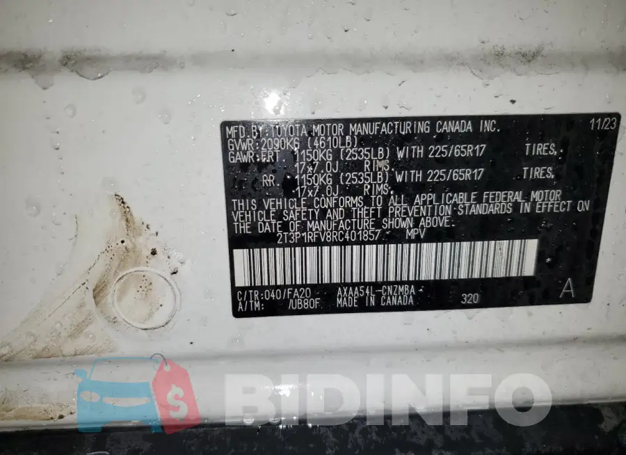 2T3P1RFV8RC401857 Photo# 13