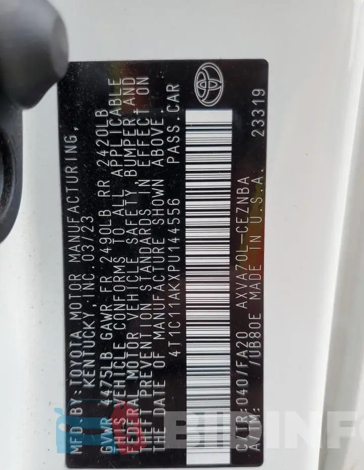 4T1C11AKXPU144556 Photo# 12