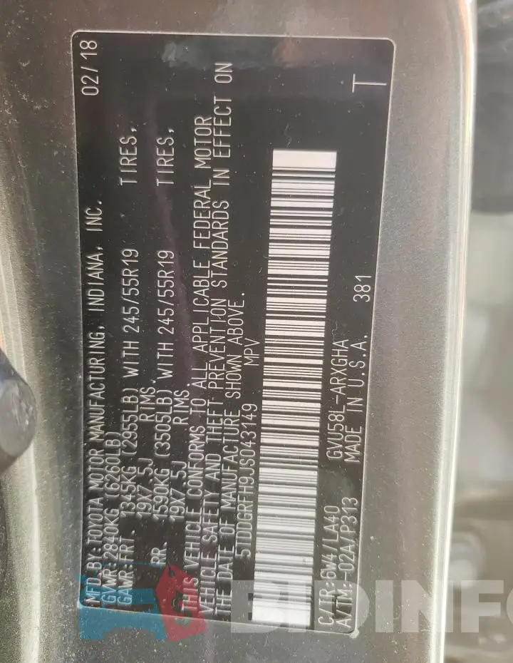 5TDDGRFH9JS043149 Photo# 14
