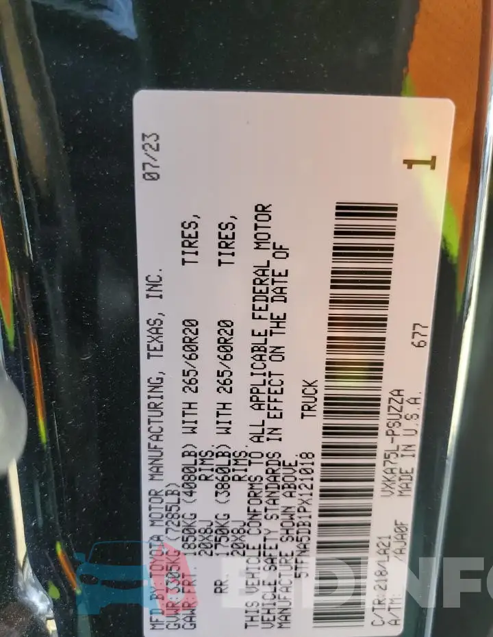 5TFNA5DB1PX121018 Photo# 12
