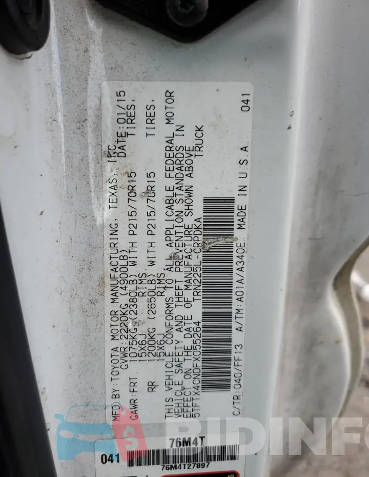 5TFTX4CN0FX055264 Photo# 12