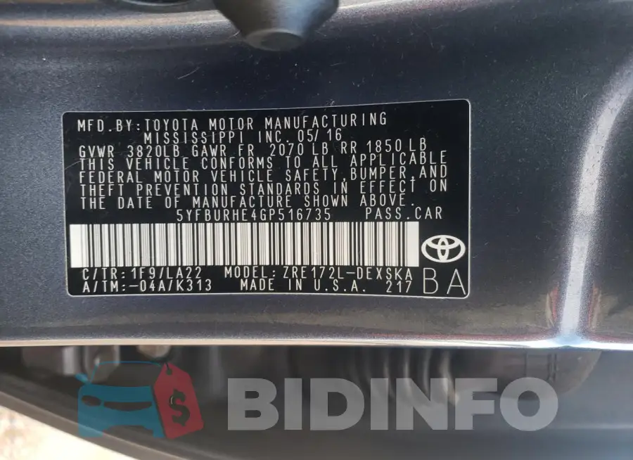 5YFBURHE4GP516735 Photo# 13