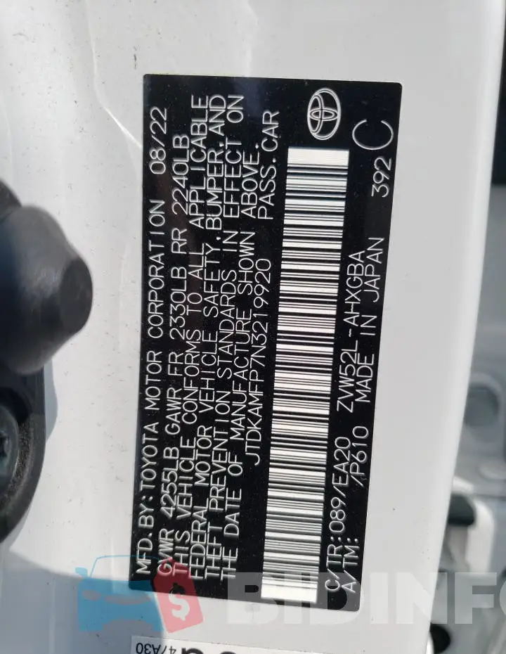 JTDKAMFP7N3219920 Photo# 12