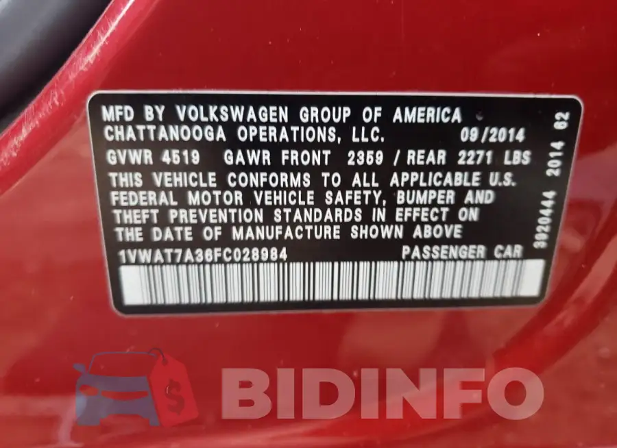 1VWAT7A36FC028984 Photo# 13