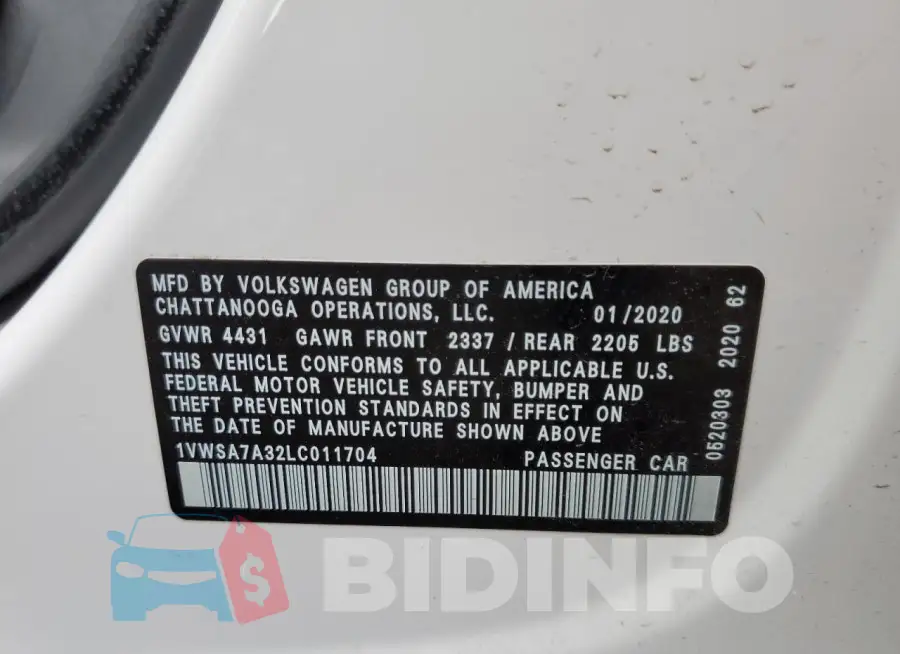 1VWSA7A32LC011704 Photo# 13