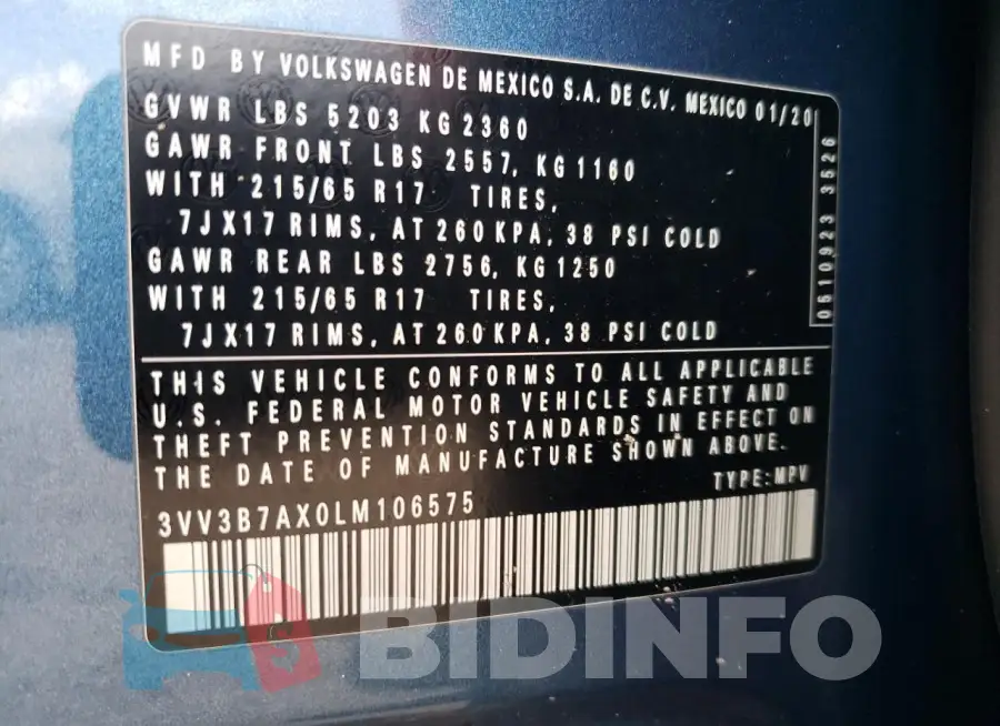 3VV3B7AX0LM106575 Photo# 12