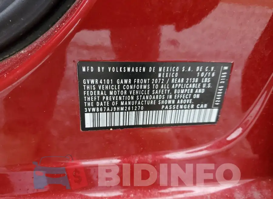 3VWB67AJ9HM261270 Photo# 12