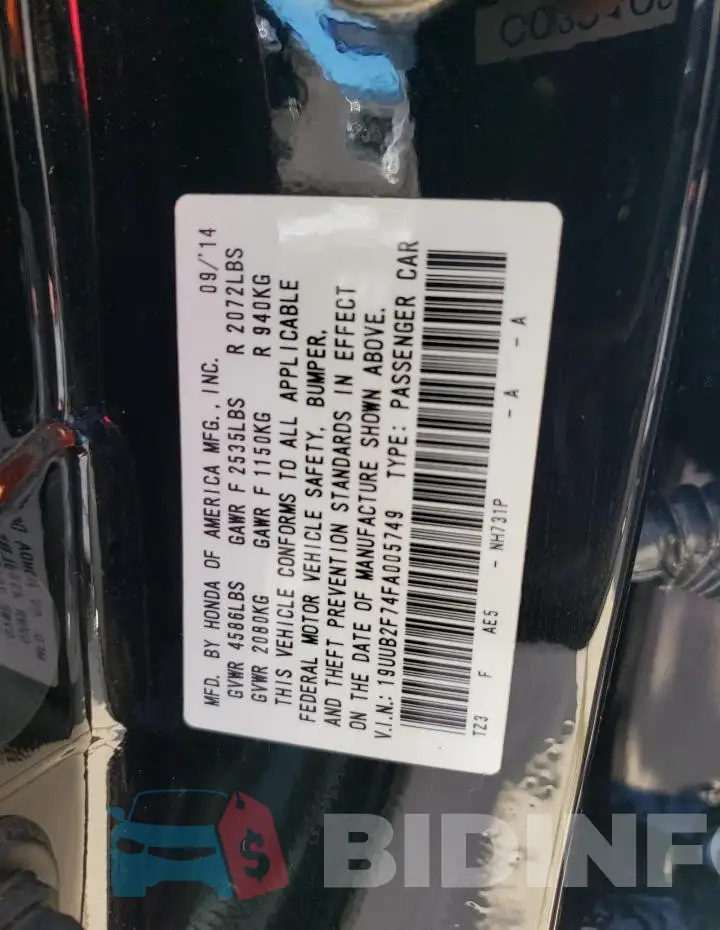 19UUB2F74FA005749 Photo# 13