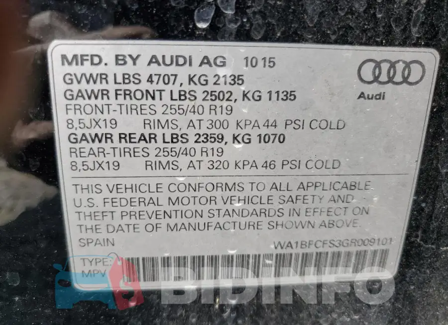 WA1BFCFS3GR009101 Photo# 12