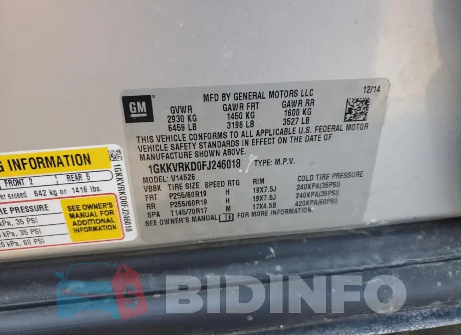 1GKKVRKD0FJ246018 Photo# 13