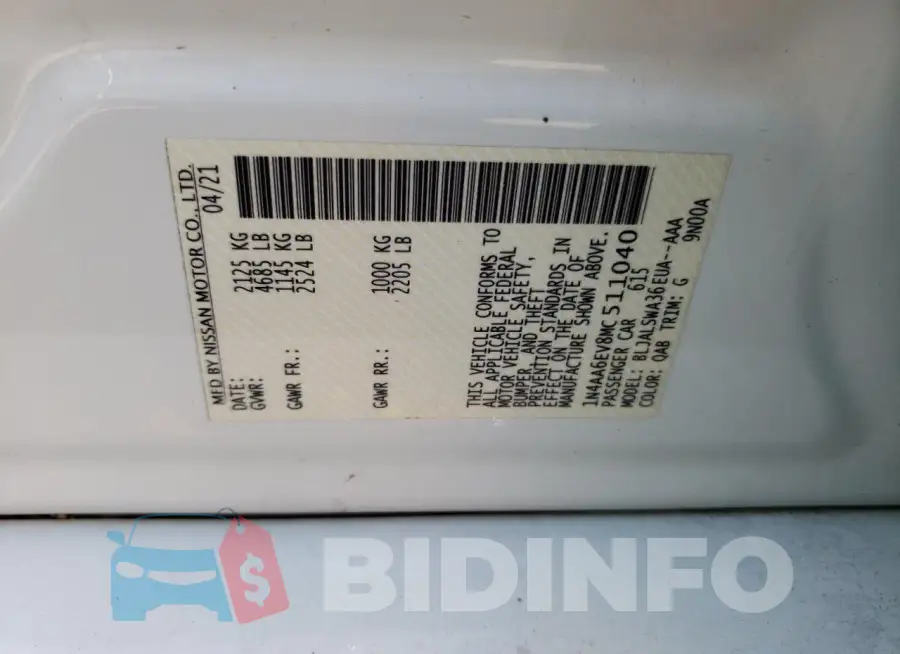 1N4AA6EV8MC511040 Photo# 12