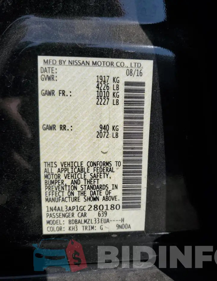 1N4AL3AP1GC280180 Photo# 13