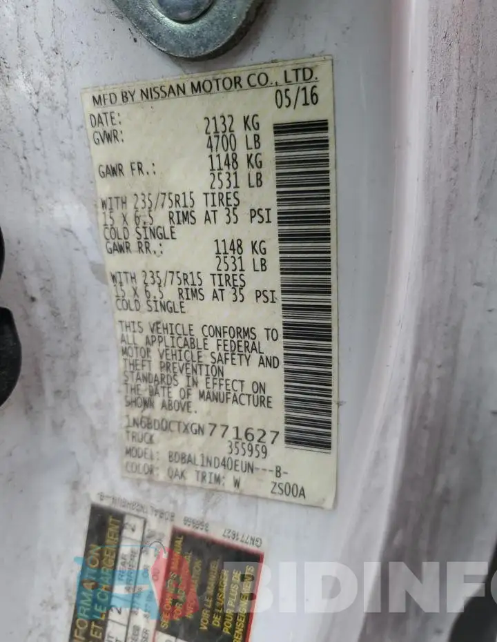 1N6BD0CTXGN771627 Photo# 12