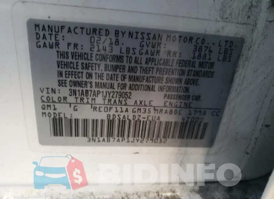 3N1AB7AP1JY279052 Photo# 13