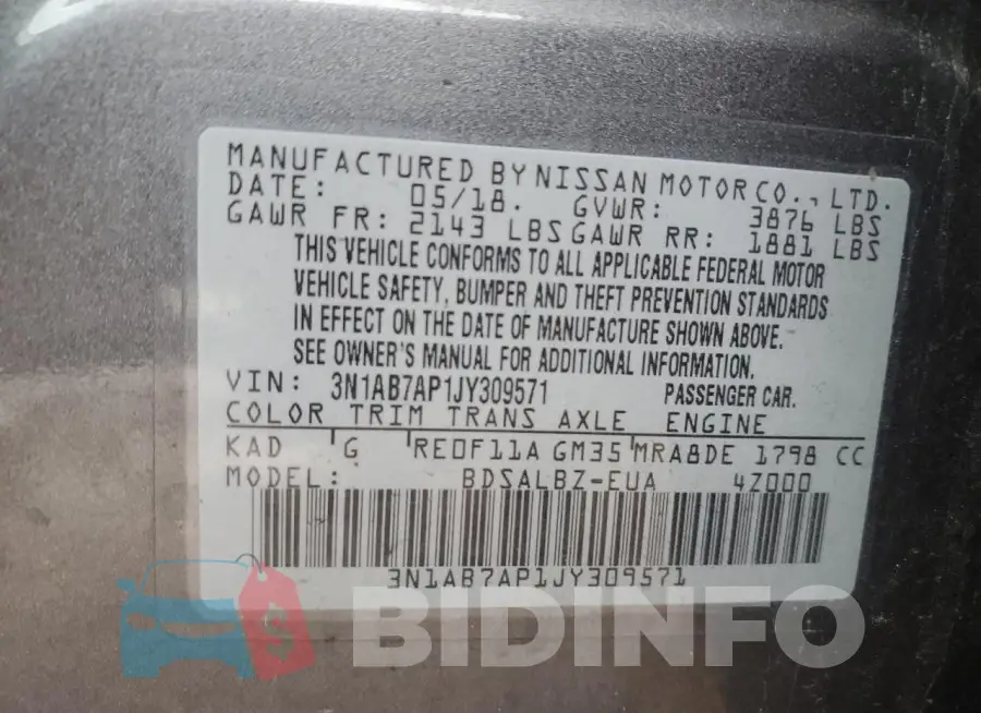 3N1AB7AP1JY309571 Photo# 12