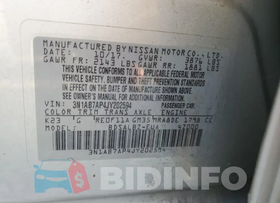 3N1AB7AP4JY202594 Photo# 12