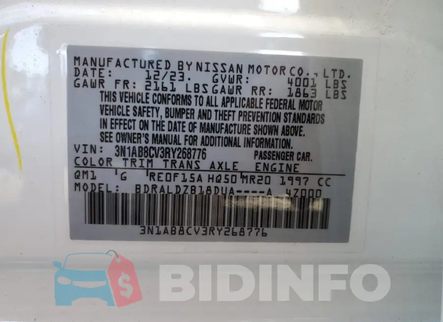 3N1AB8CV3RY268776 Photo# 12