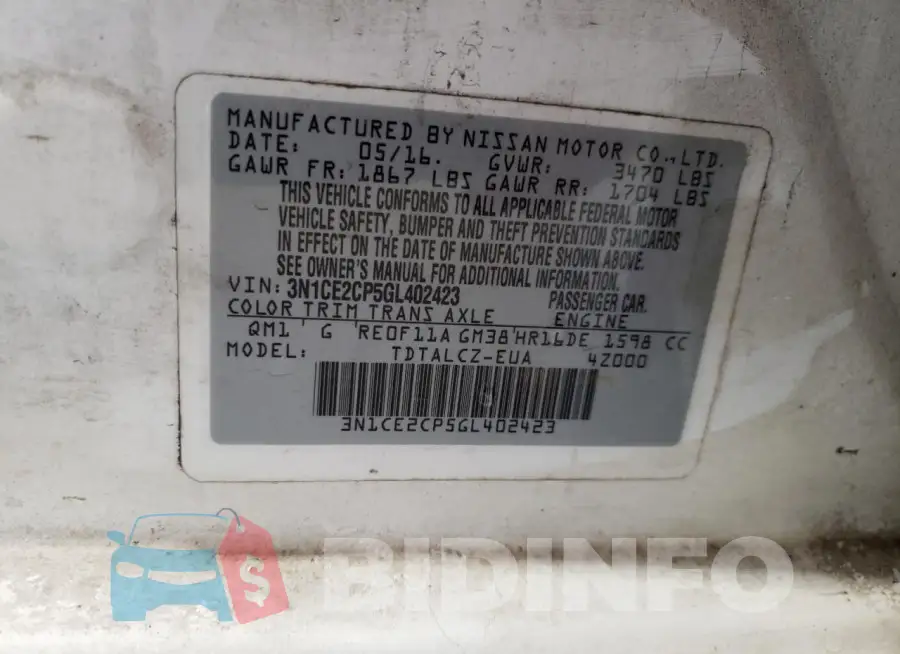 3N1CE2CP5GL402423 Photo# 12