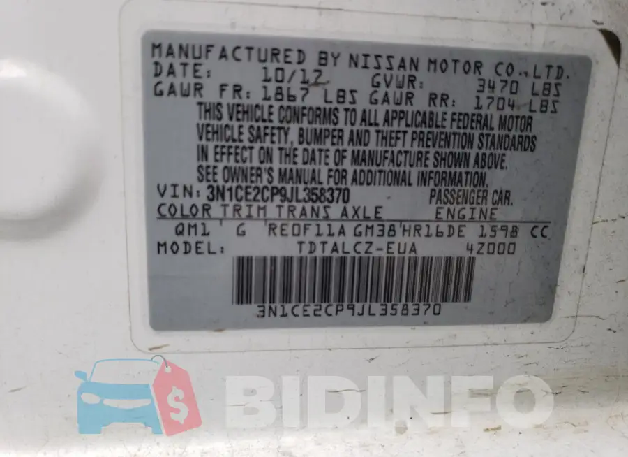 3N1CE2CP9JL358370 Photo# 12