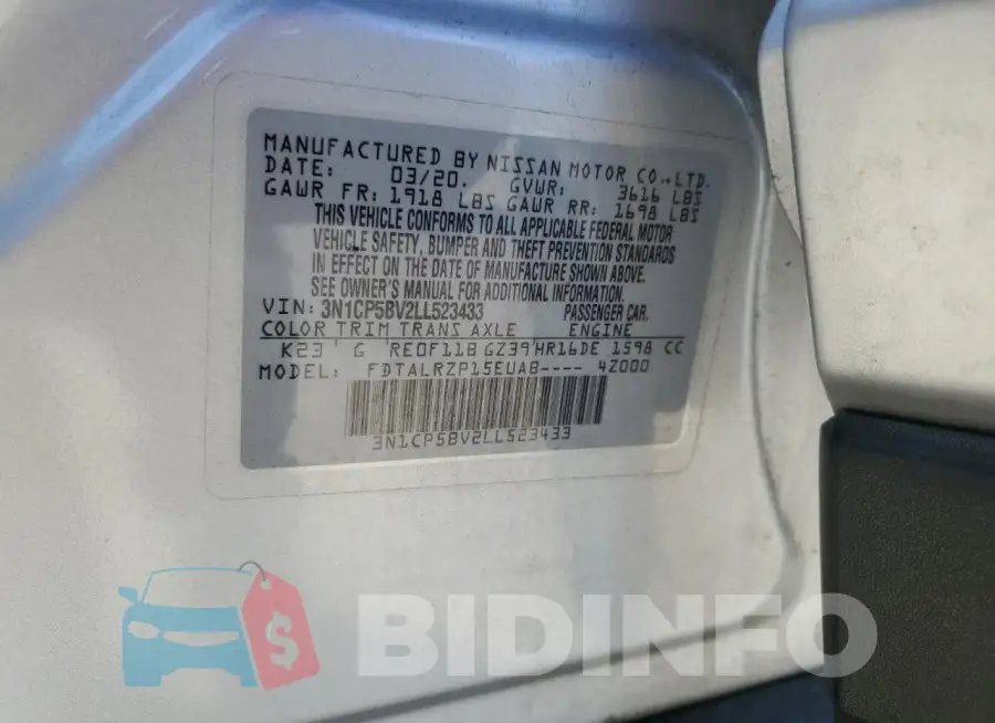 3N1CP5BV2LL523433 Photo# 13