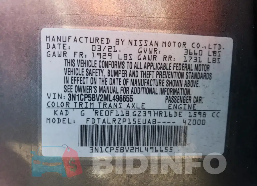 3N1CP5BV2ML496655 Photo# 12