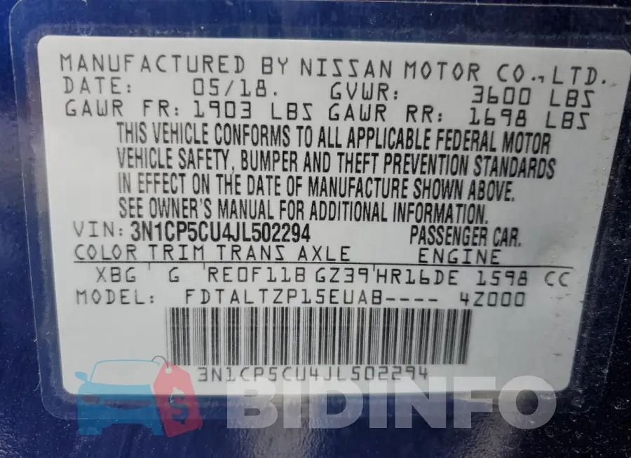 3N1CP5CU4JL502294 Photo# 12