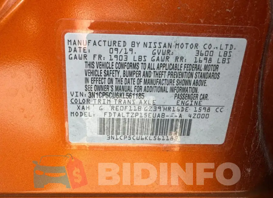 3N1CP5CU6KL561185 Photo# 11