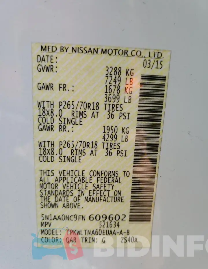 5N1AA0NC9FN609602 Photo# 13