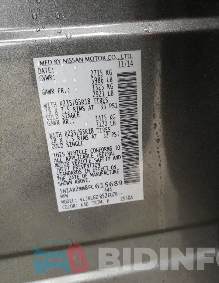 5N1AR2MM8FC615689 Photo# 12