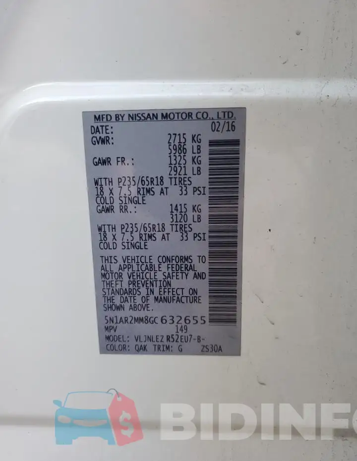 5N1AR2MM8GC632655 Photo# 14