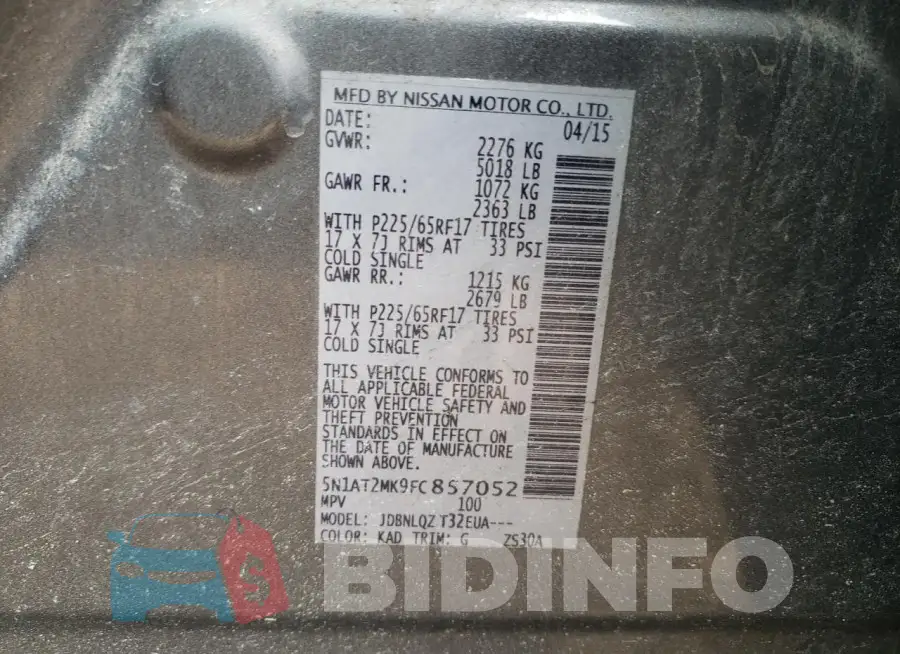 5N1AT2MK9FC857052 Photo# 13