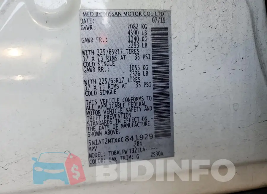 5N1AT2MTXKC841929 Photo# 13