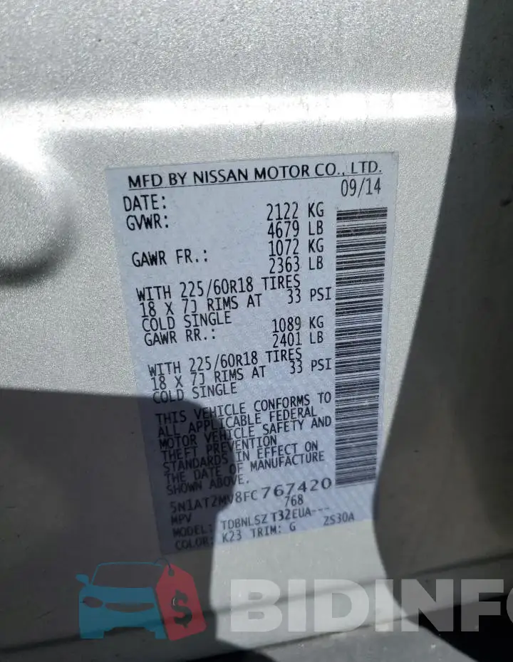 5N1AT2MV8FC767420 Photo# 12