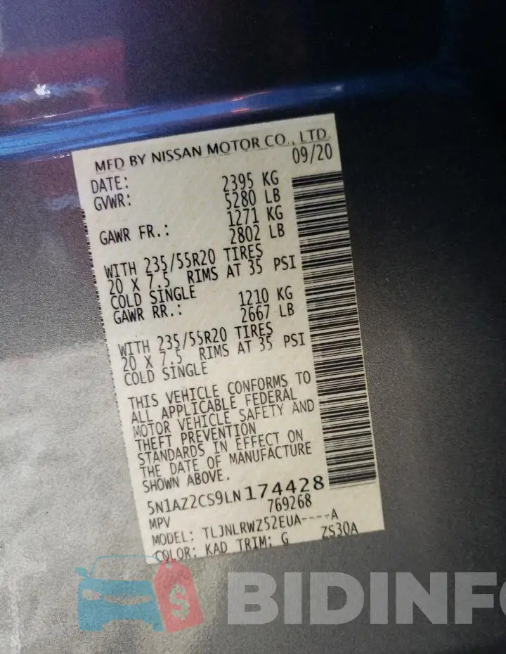 5N1AZ2CS9LN174428 Photo# 13