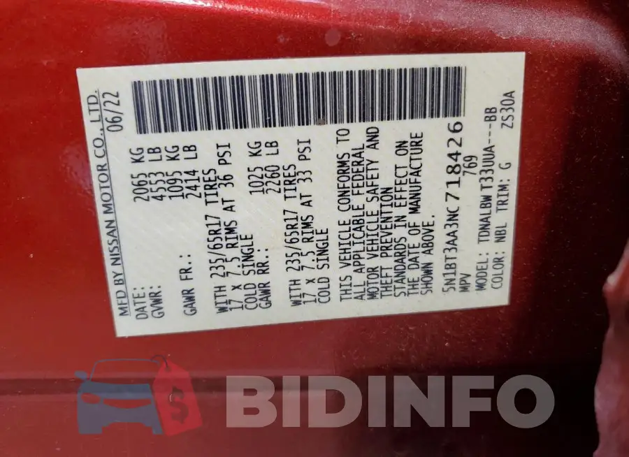 5N1BT3AA3NC718426 Photo# 14