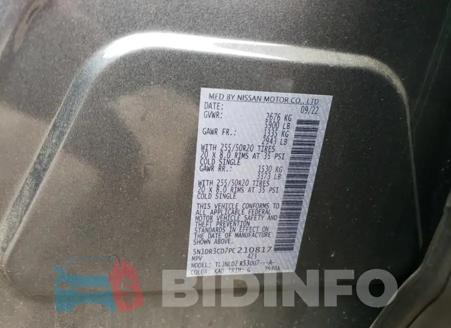 5N1DR3CD7PC210817 Photo# 13