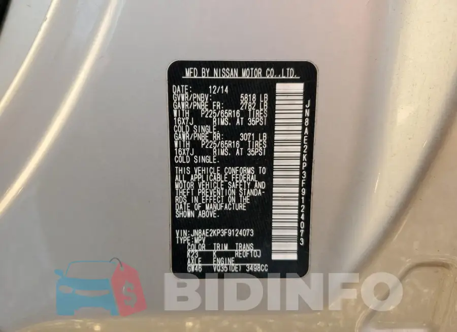 JN8AE2KP3F9124073 Photo# 14